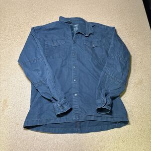 Kuhl Shirt Mens XL Work Blue Snap Front Long Sleeve Outdoor Chore Overshirt I2